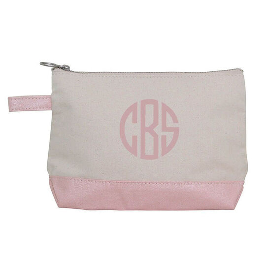 Personalized Rose Gold Trimmed Cosmetic Bag